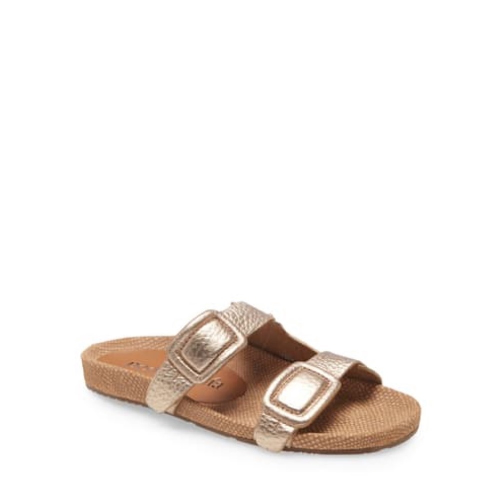 Pedro GARCIA Arielle Snake & Croc Embossed Buckle Slide Sandal In Hazelnut - Picture 2 of 14